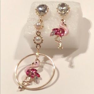 🌺 Flamingo Earrings Inlaid Crystals